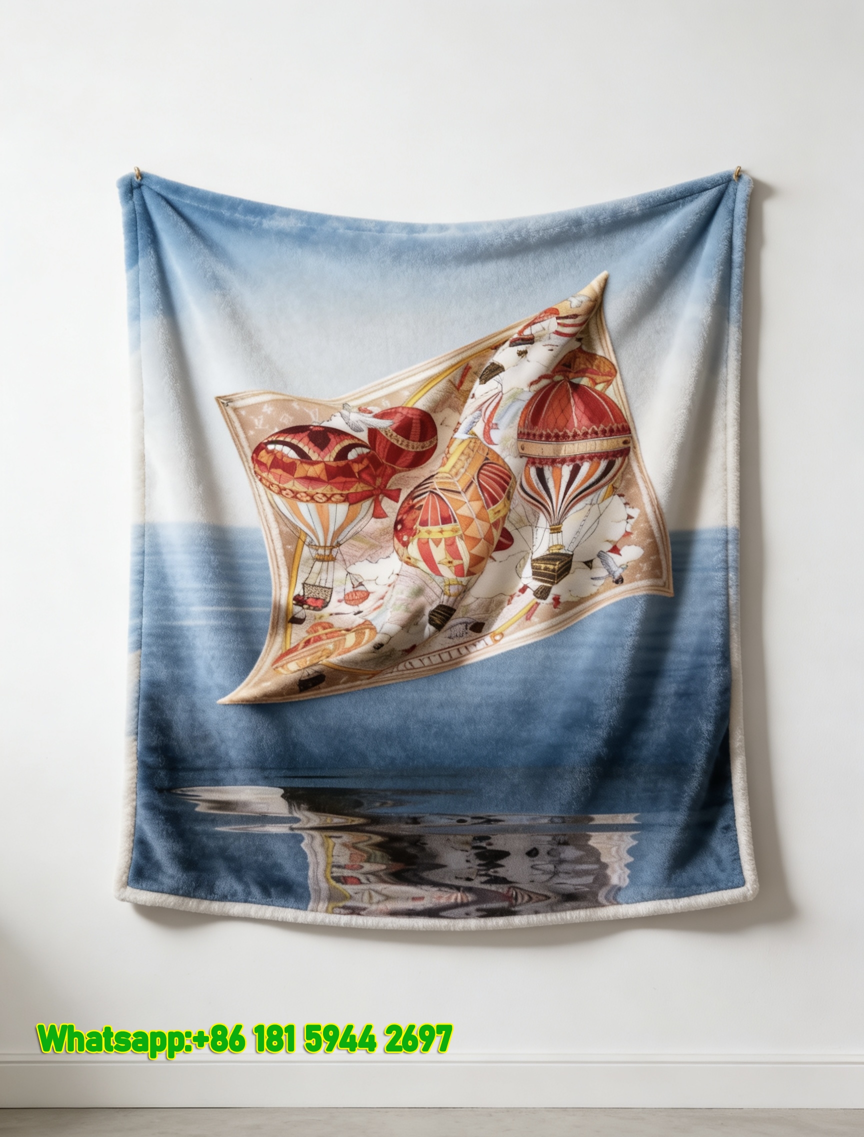 Luxury Hermès Hot Air Balloon Flannel Sofa Throw Blanket IMG_5171